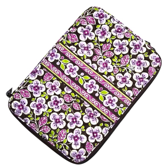 Vera Bradley Handbags - Vera Bradley Plum Petals Quilted Zip Laptop Sleeve Protective Cover Retired Rare